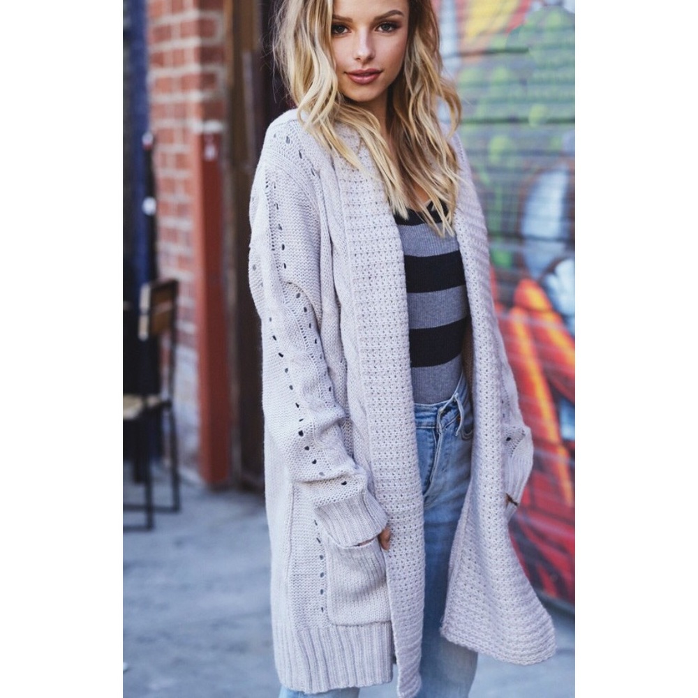 Oversized Gray Knit Cardigan - Picture 1 of 5